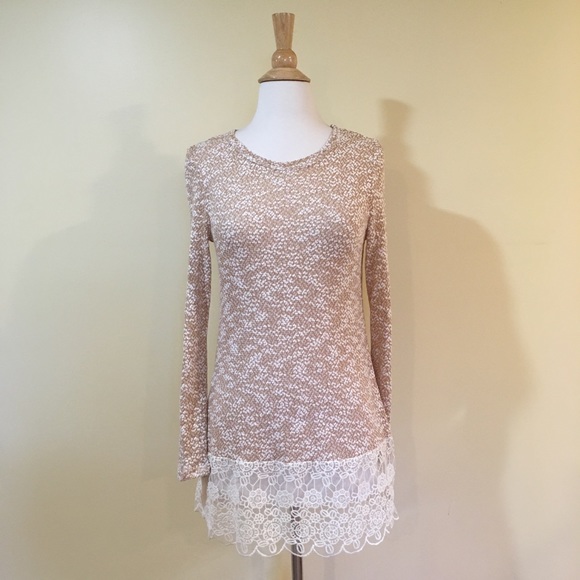 Loose Knit Lace Trim Marled Sweater - Picture 2 of 5